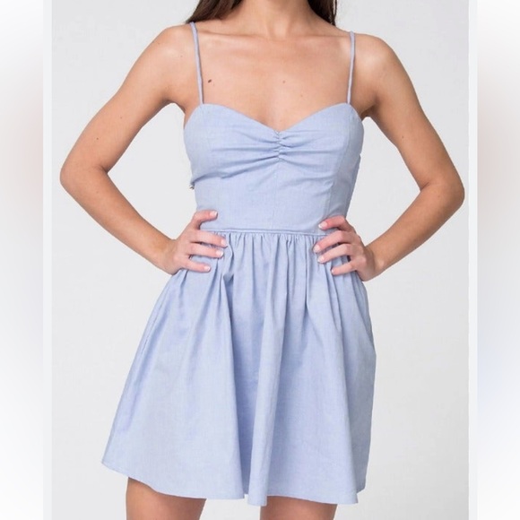 OASAP | Lace Up Strappy Tie‎ Up Backside Sweetheart Denim Dress - Picture 6 of 8